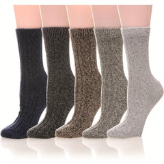 5 Pairs Soft Thickened Mid-calf Winter Socks