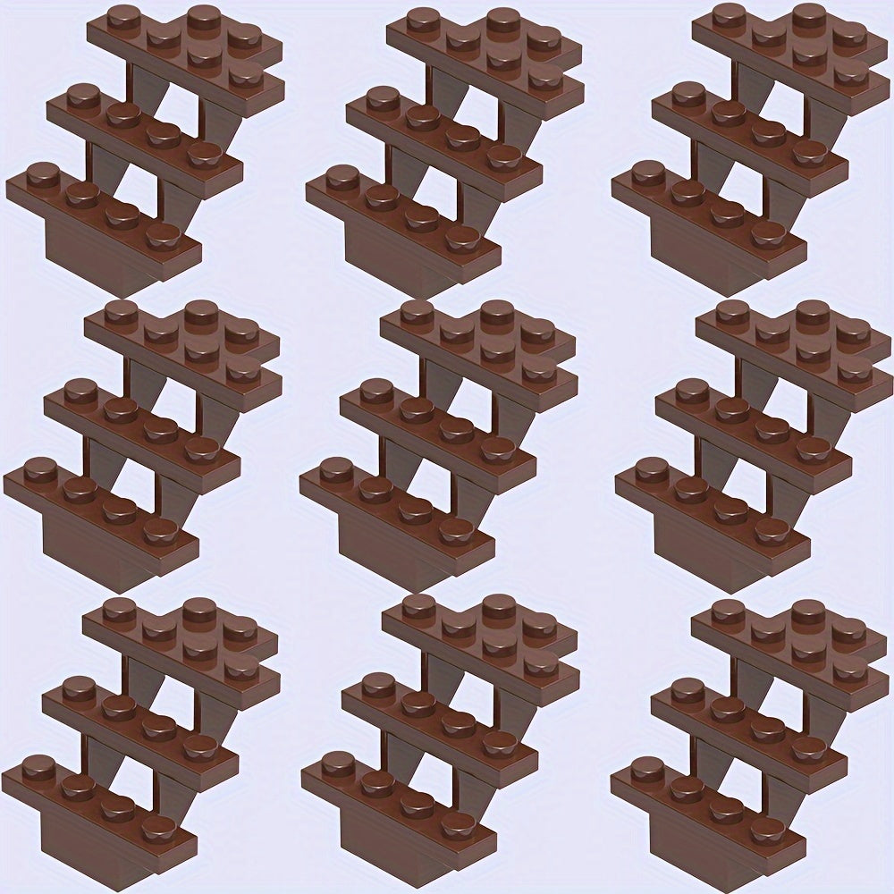 9pcs Building Block Set 4x4x3 House Staircase & Characters Mixed Colors ABS Toys