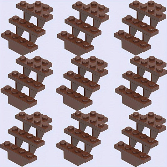 9pcs Building Block Set 4x4x3 House Staircase & Characters Mixed Colors ABS Toys