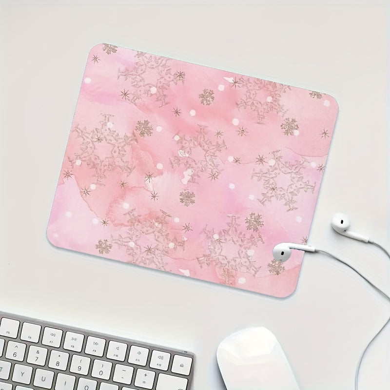 Pink Snowflake Boho Pattern Mouse Pad - Non Slip Rubber