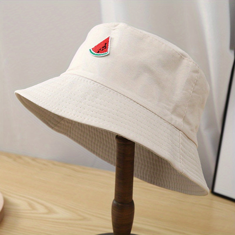 Embroidery Couple Basin Hat Cartoon Watermelon Sunscreen Beach Hat