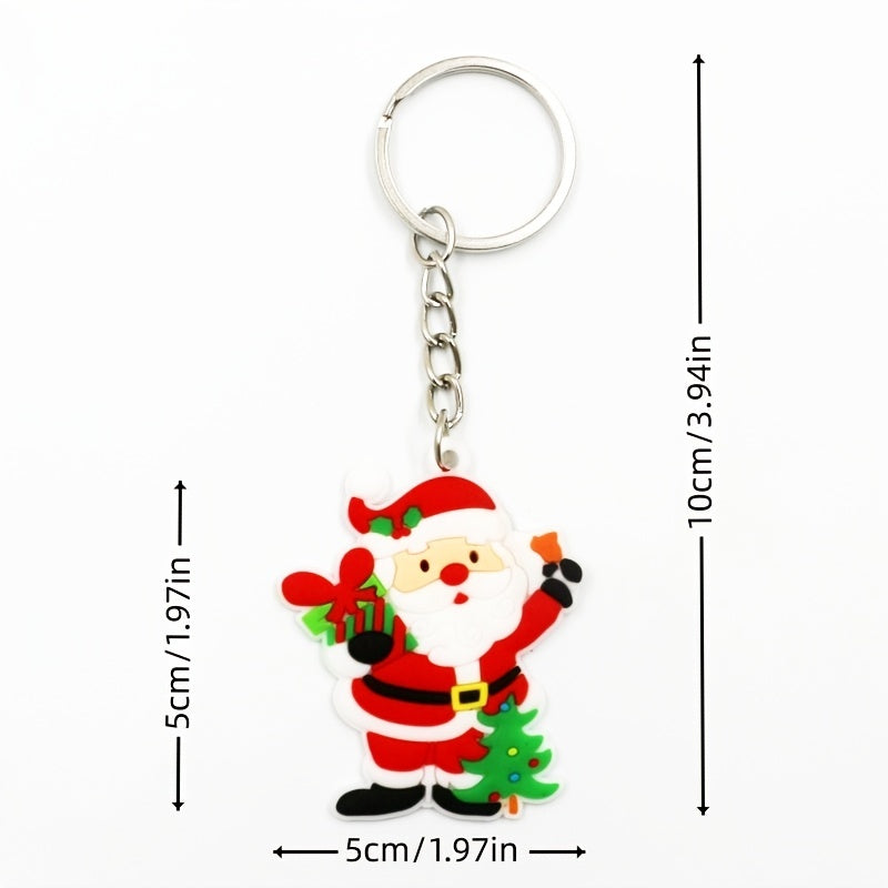 3pcs Christmas Figure & Tree Charm Keychain Party Gift PVC Rubber Pendants