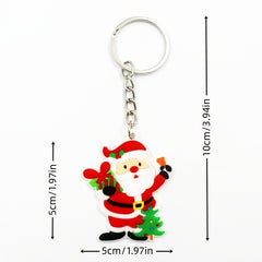 3pcs Christmas Figure & Tree Charm Keychain Party Gift PVC Rubber Pendants