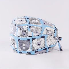 Cartoon Nurse Cap with Button Elastic Scrub Hat