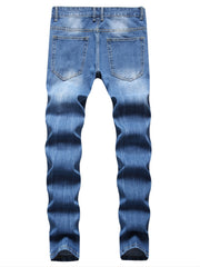 Men's Casual Ripped Jeans in Solid Color
