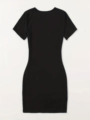 Heart Print Tee Dress Short Sleeve Casual Women's Clothing