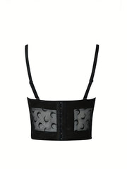 Mesh Cami Corset Bustier Moon Print Push Up Body Shaper