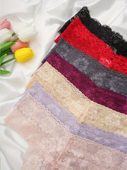 7pcs Floral Lace Thongs Soft Comfy Mesh Skin friendly Panties Women