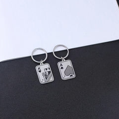 Creative Stainless Steel Playing Card Keychain Keyring Small Gift