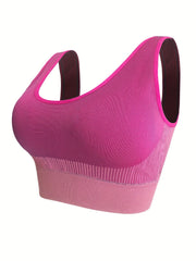 Striped Seamless Sports Bra With Removable Pads