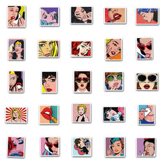 50pcs Pop Style Comic Character Stickers - Phone Cup Computer Decor