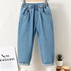 Girls' Classic Denim Trousers Baggy Fit All match For Outerwear
