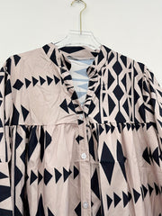 Geometric Print Button Up Maxi Dress