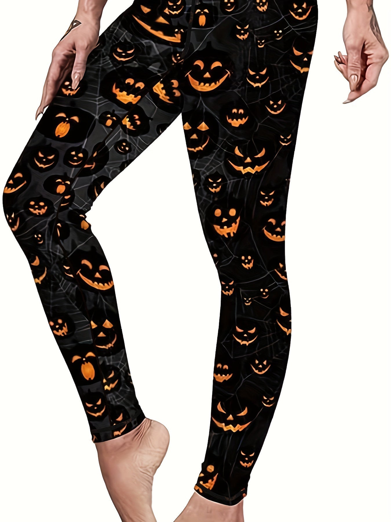 Pumpkin Print High Stretch Leggings