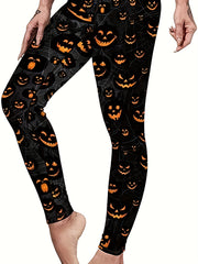 Pumpkin Print High Stretch Leggings