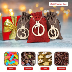 24 Christmas Countdown Bags Advent Calendar Burlap Bags With Wooden Labels
