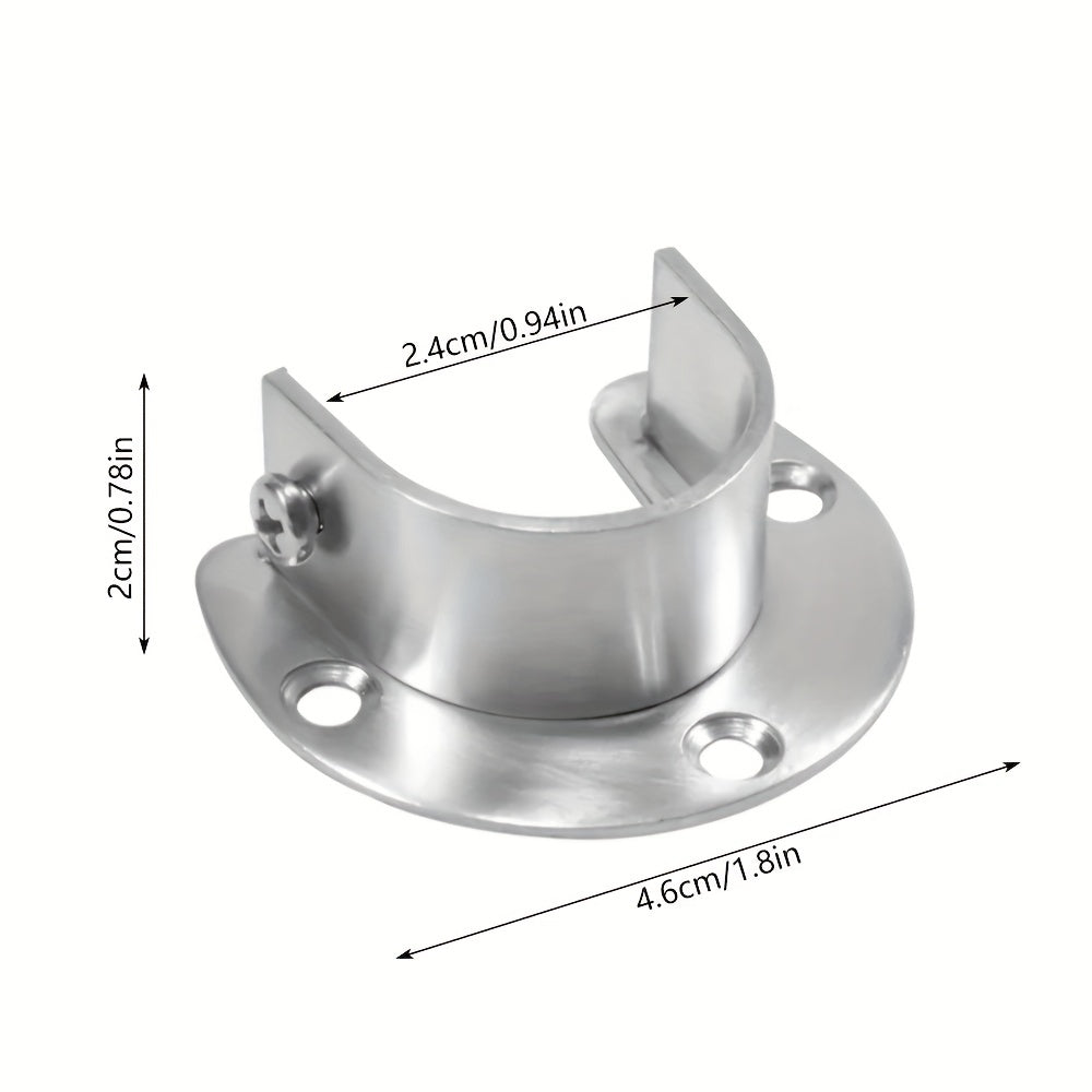 2 Pack Closet Rod Holder Stainless Steel Support with Screws