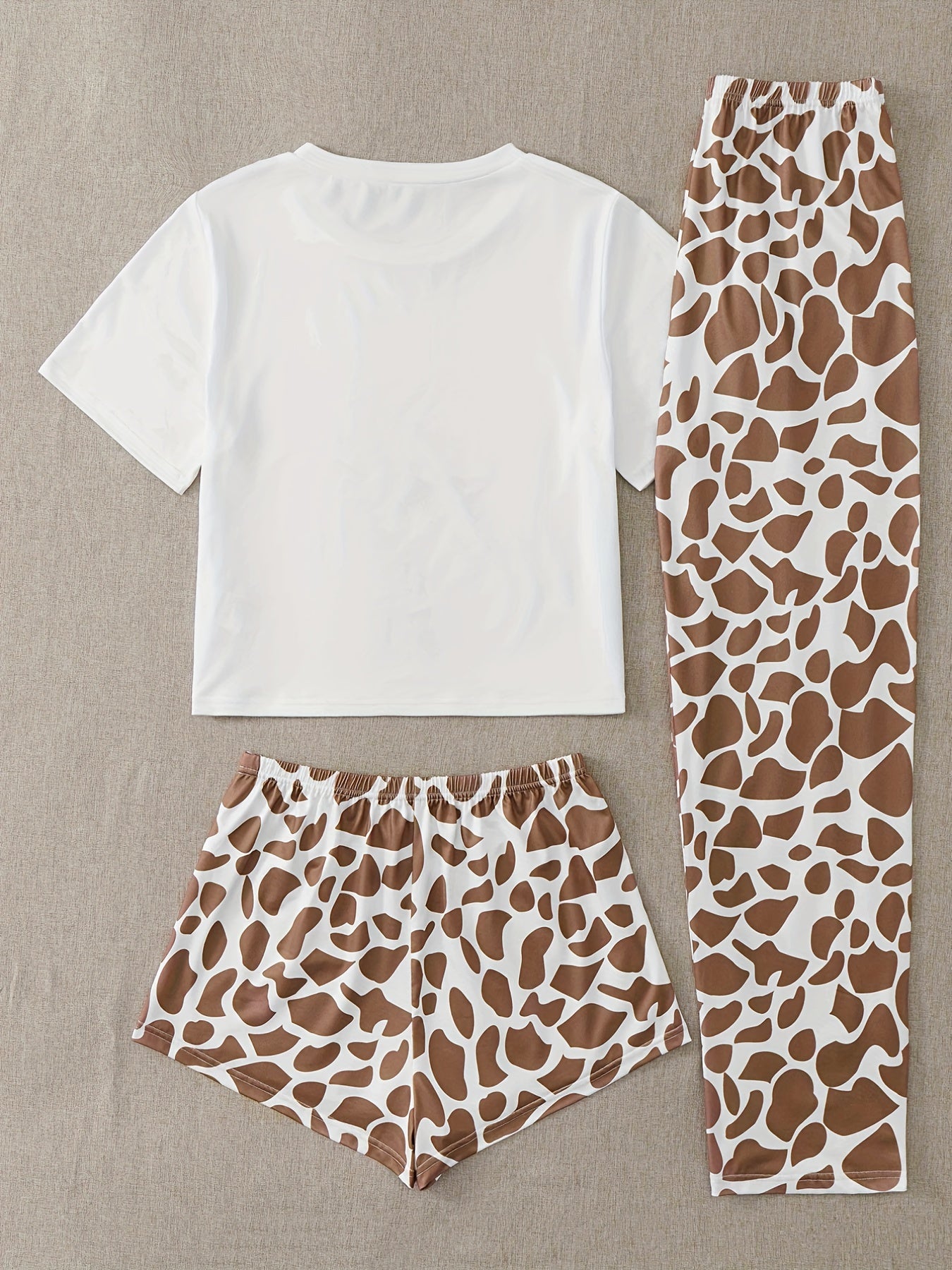 Giraffe Print Tee & Leopard Print Pajama Set