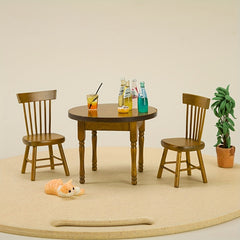3pcs Wooden Furniture Set Dollhouse Table and Chairs DIY Photography Props
