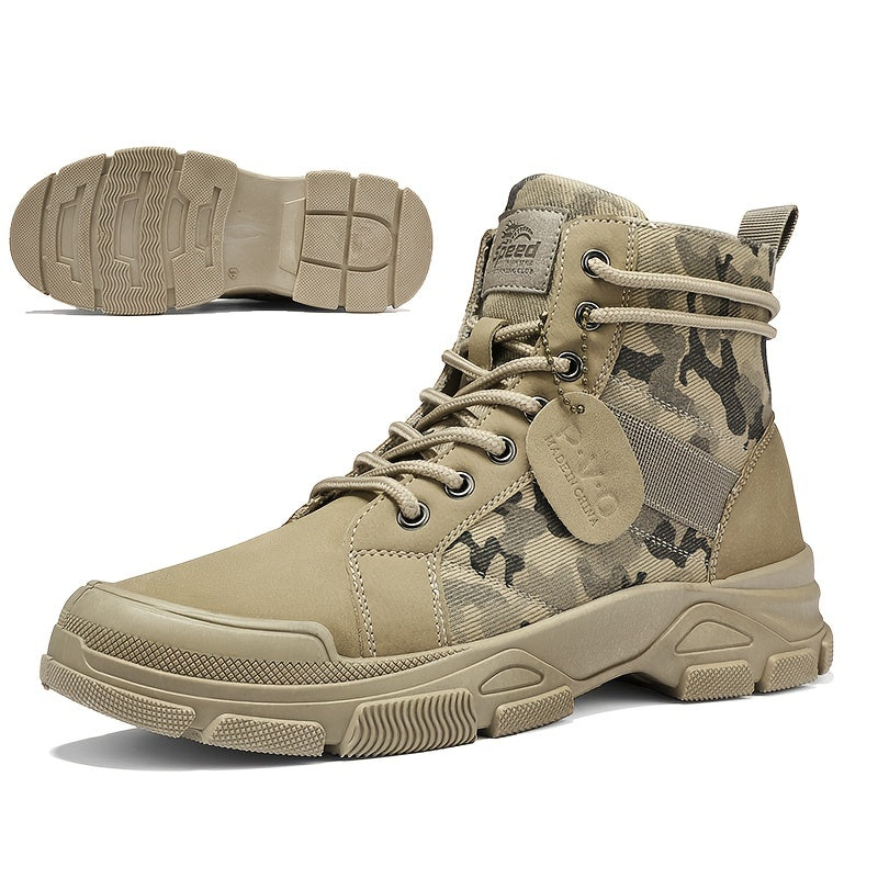 Men's Combat Boots Lace-up Army Shoes Rugged Look