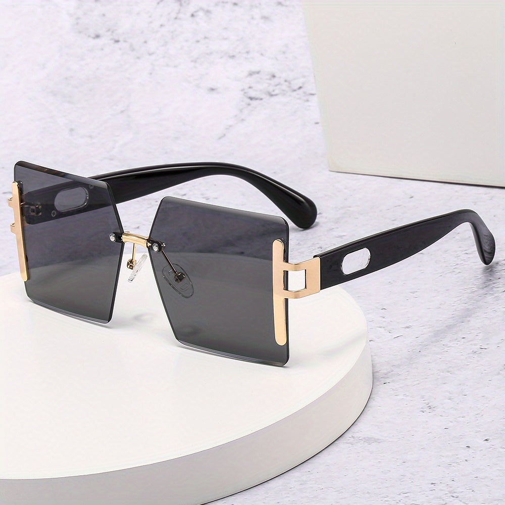Oversized Square Frame Sunglasses Gradient Lens Glasses