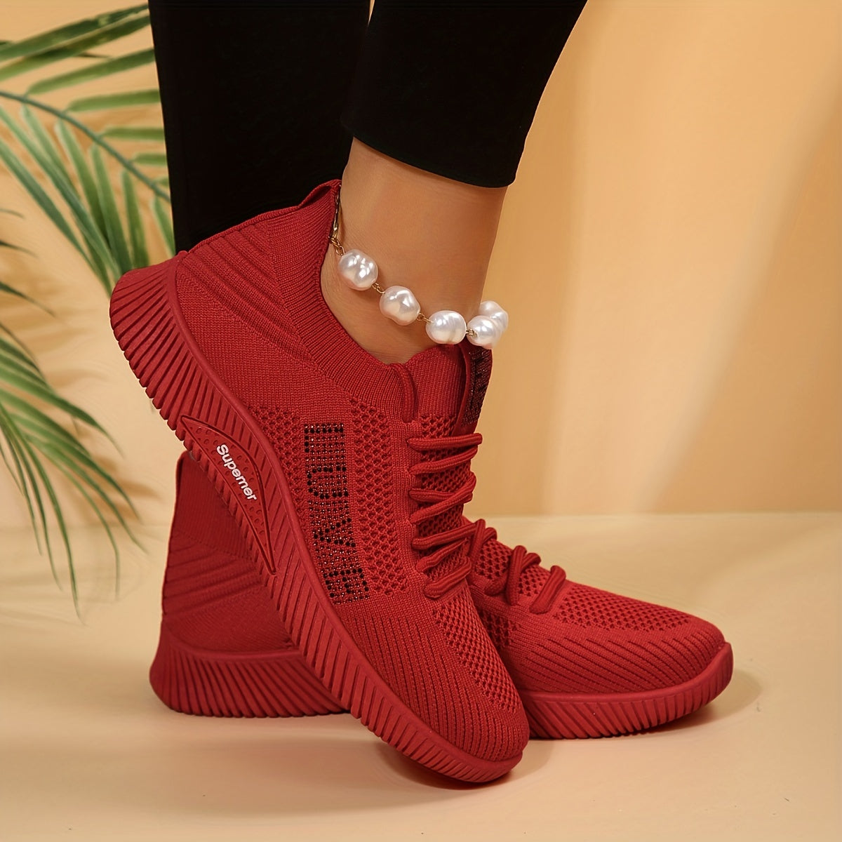 Women's Mesh Breathable Lace Up Sneakers Non slip Sports Shoes