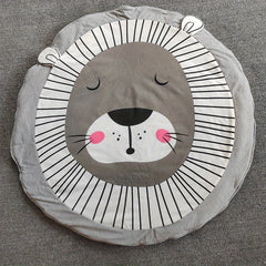 3D Animal Round Crawling Mat Baby Play Mat with Cotton Liner & Zipper