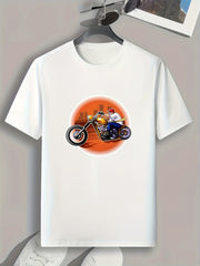 Biker Pattern Men's Print Sports T-shirt for Fitness Activities