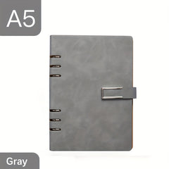 A5 6-Ring Binder Notebook with Leather Cover