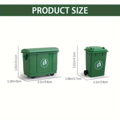 2pcs Green ABS Resin Trash Bins for Dollhouse Toy House Decor