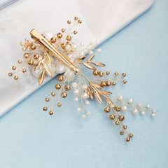 Flower & Pearl Hair Clip Barrette Bridal Wedding Headwear