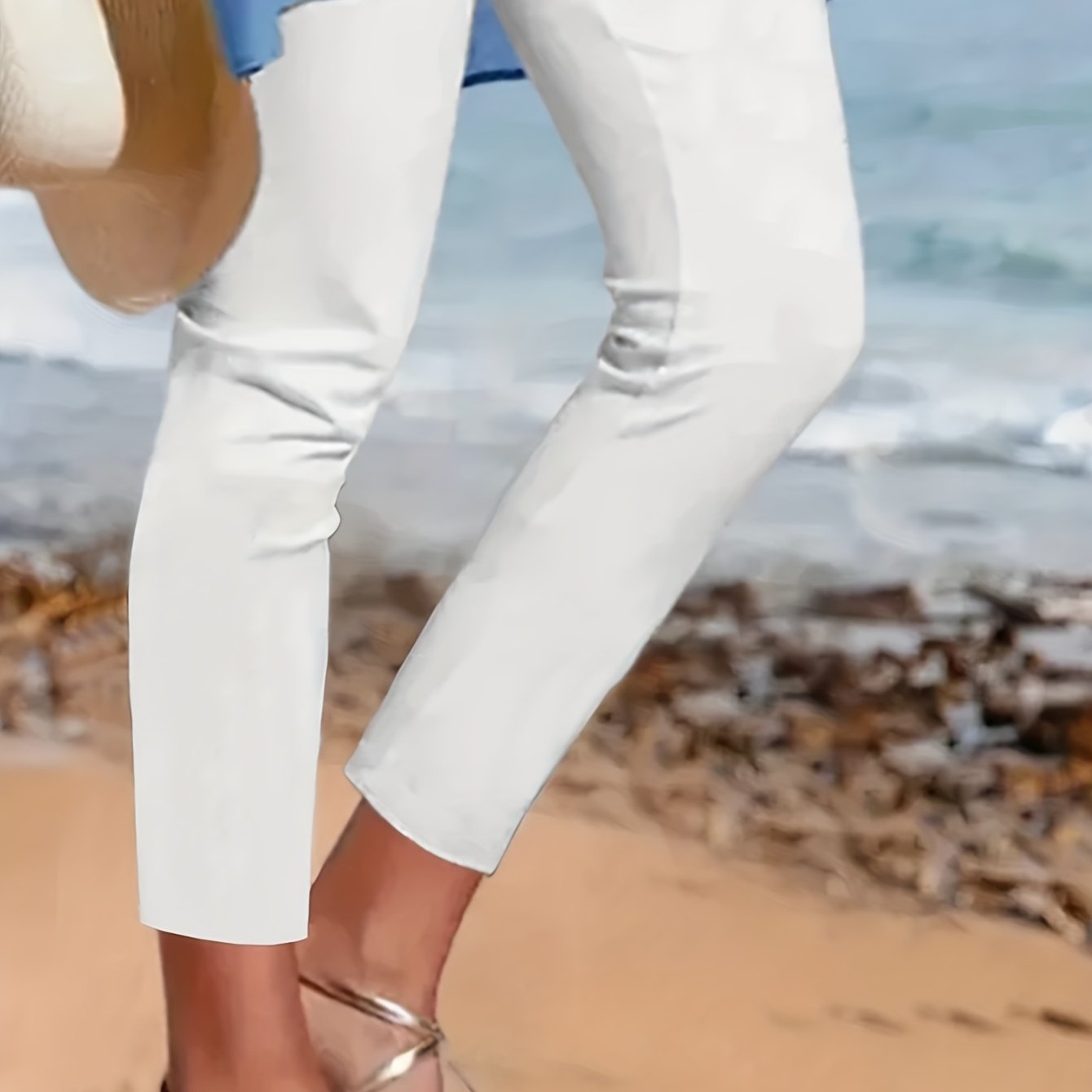 Solid High Waist Skinny Leggings Casual Stretchy Cropped Leggings