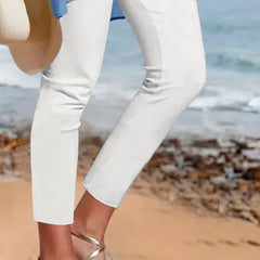 Solid High Waist Skinny Leggings Casual Stretchy Cropped Leggings
