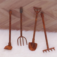 Rustic Garden Tools Set Metal Landscaping Dollhouse Model DIY Gift
