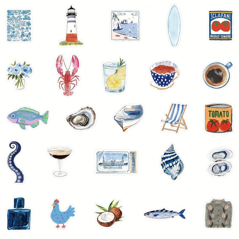 50 Mediterranean Art Stickers Phone Guitar Laptop Decoration