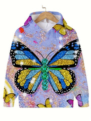 Sequin Butterfly Effect Hoodie Girls Long Sleeve Hooded Sweatshirt