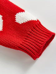 Baby Heart Graphic Knit Sweater Coat For Winter Fall Top