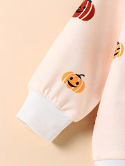 Halloween Pumpkin Head Sweatshirt Pants Set for Kids
