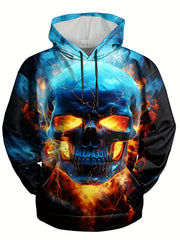 Y2K Skull 3D Print Hoodies Loose Hooded Pullover Men's Winter Clothing