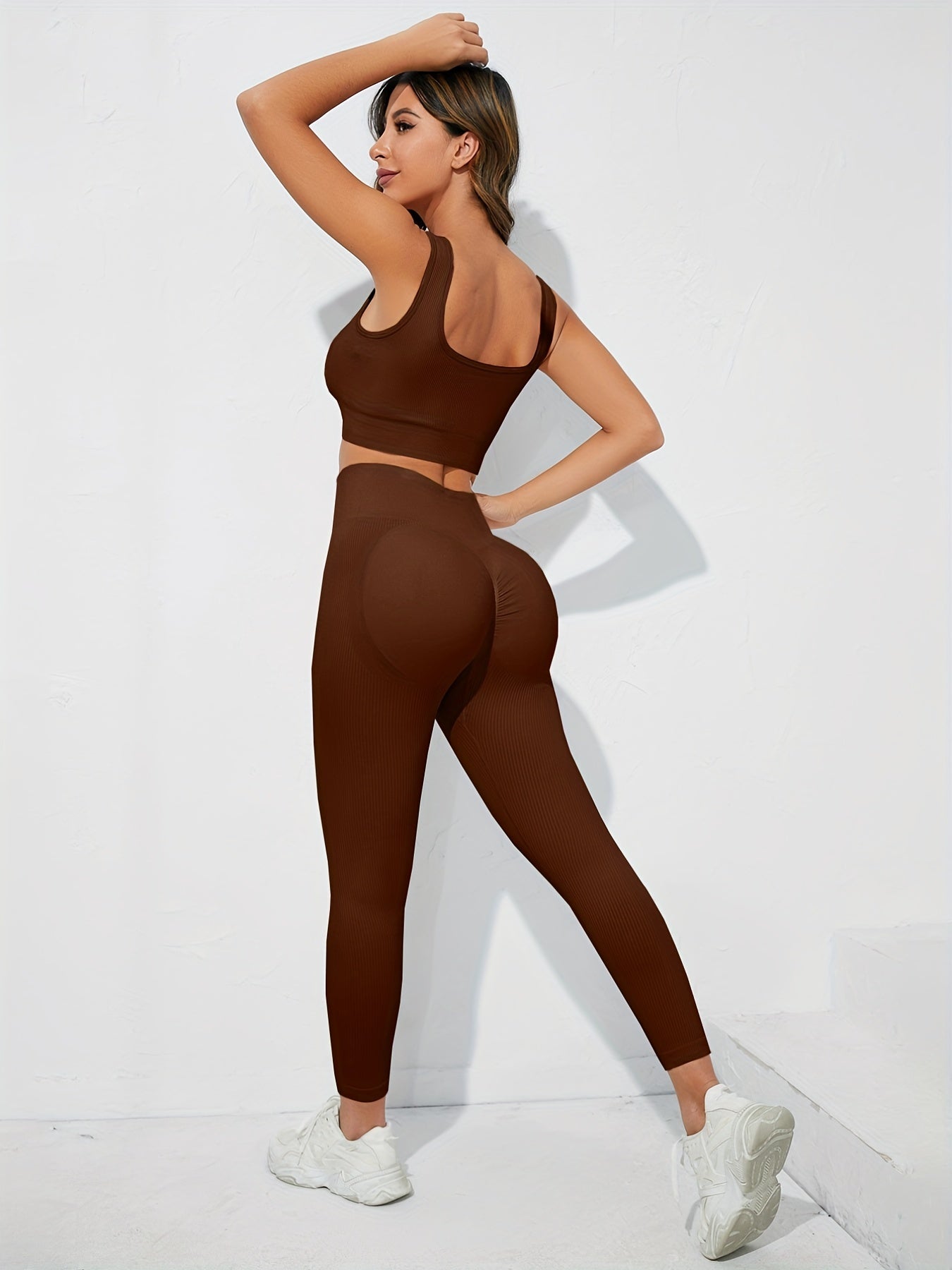 High Waist Yoga Leggings & Bra Set for Gym