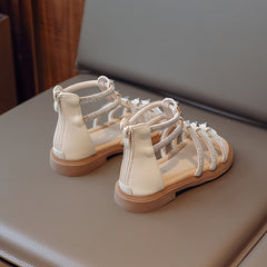 Girls Rhinestone Open Toe Sandals, Breathable Non-slip Summer Shoes