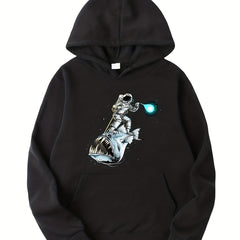 Space Fish Print Boys Hooded Sweatshirt