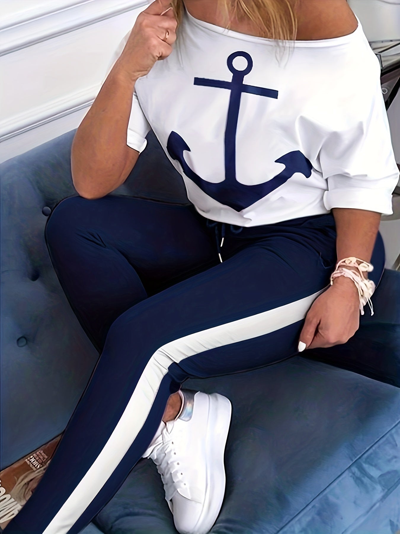 Anchor Print Top & Leggings Set