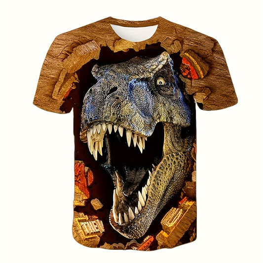Boys Dino 3D Print T shirt Kids Tee For Summer