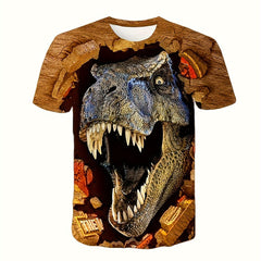 Boys Dino 3D Print T shirt Kids Tee For Summer