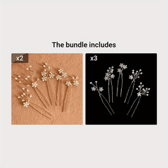 5pcs Rhinestone Flower Hair Pin Non Slip Hair Styling Accessory