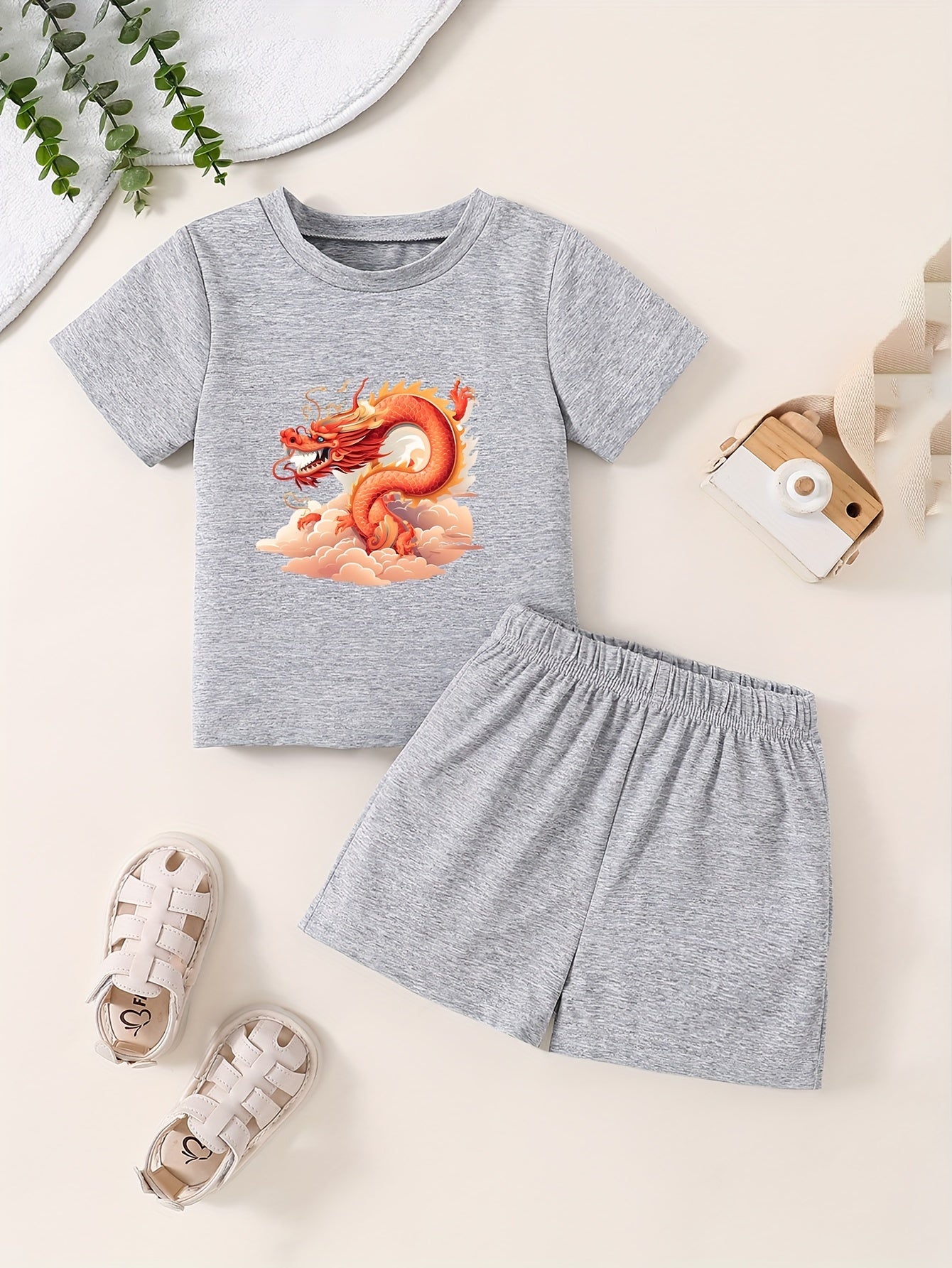 Cartoon Dragon Toddler Kid T-shirt & Shorts Set