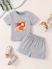 Cartoon Dragon Toddler Kid T-shirt & Shorts Set