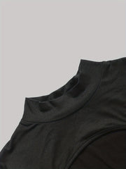 Solid Cut Out Long Sleeve Mock Neck Bodysuit