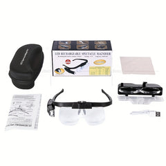 Adjustable Head-mounted Magnifier 4.5X LED Light Rechargeable